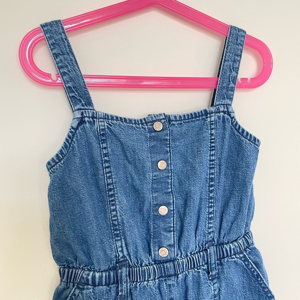 Kids Blue Denim Jumpsuit - Picture 3 of 6